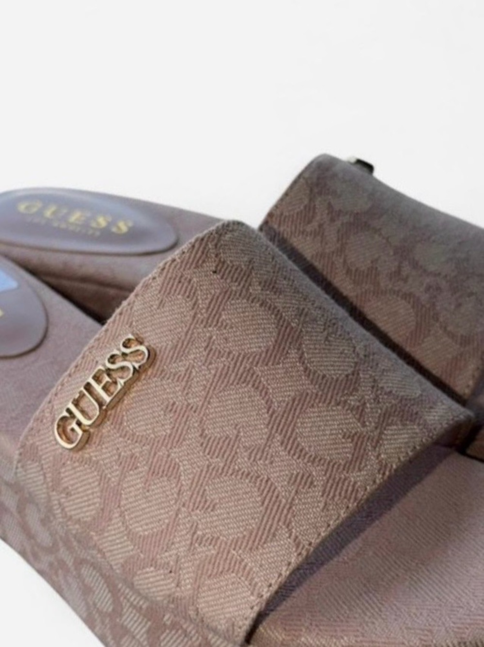 GUESS Platform Slide Sandals with Gold Logo